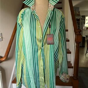 ETRO- Green Striped Shirt
